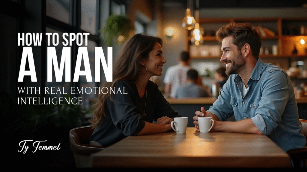 Smiling couple sitting across from each other in a café, enjoying coffee and conversation, representing building connection before intimacy.